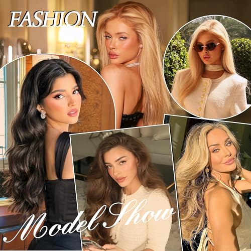 Light Blonde Highlighted Clip-In Hair Extensions 18 Inches - Seamless Real Human Hair for Women