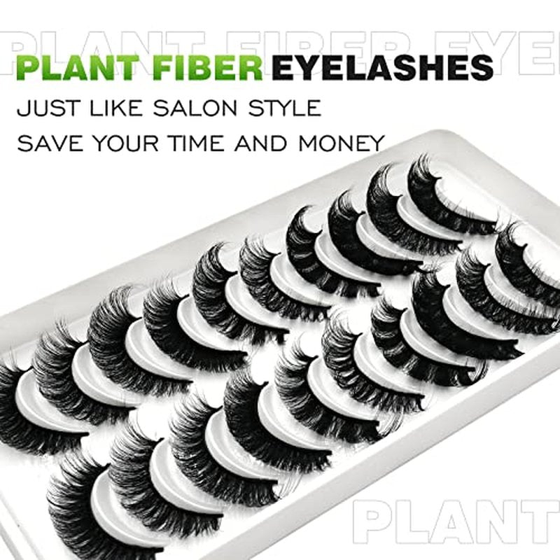 3D Plant Fibre Russian Strip Lashes - D Curl Lash Strips, Wispy Mink Eyelashes, Faux Mink Eyelashes Natural Look(SDC-MIX)