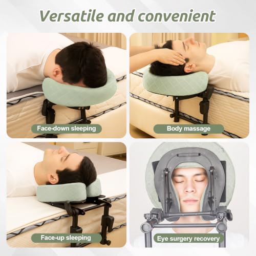 Massage Headrest for Bed with Face Down Pillow - Adjustable, Green Variation