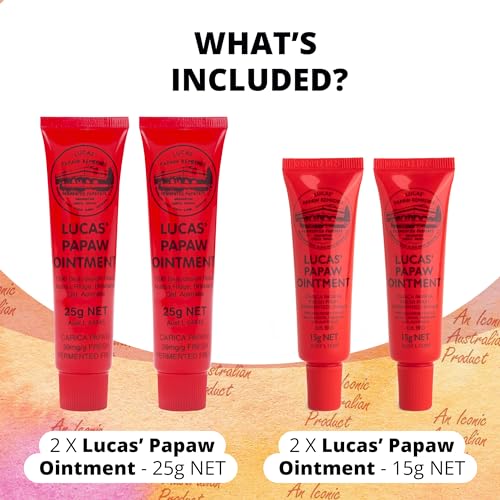 Lip Ointment Cream for Dry Lips & Skin - 2x15g + 2x25g Natural Australian Pawpaw