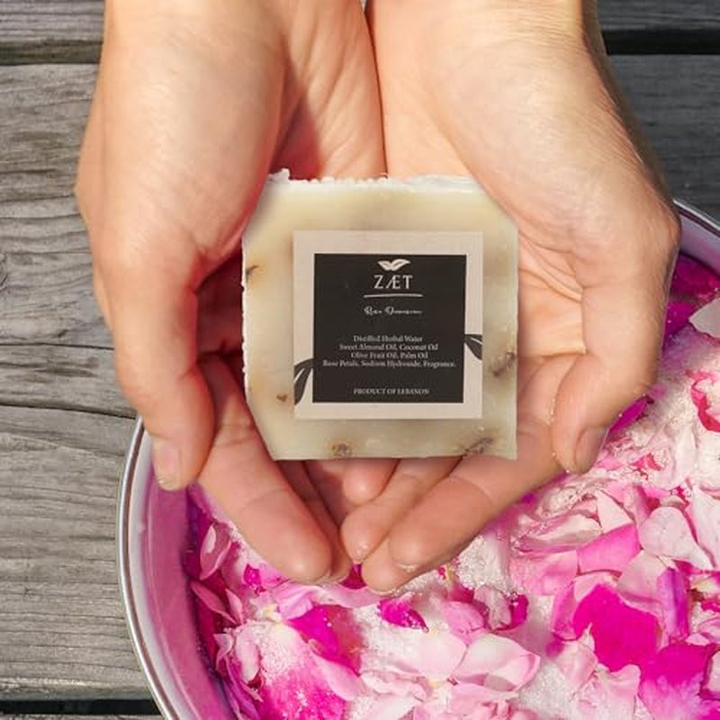 8-Pack Rose Damascene Bar Soap ? Natural Rose Extract with Olive Oil and Coconut Oil - Handmade Soap Bar for Face and Body - Gently Cleanses and Hydrates All Skin Types- For Men and Women