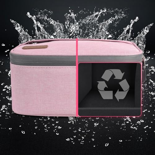 PODAHO Solid Travel Carrier Case with 10 Accessories, Multi-Use On-The-Go Organizers Box Case with Combination Lock, Portable Containers Pouch, Great Gift for Women, (Pink Set)