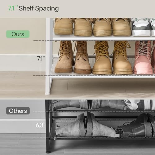 8-Tier Metal Shoe Rack Organizer - White, Heavy Duty Shoe Storage Shelf for Garage, Entryway, Closet - Holds Up to 40 Pairs
