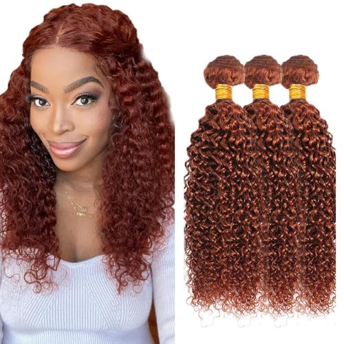 300g Reddish Brown Human Hair Bundle #33 Kinky Curly 12-16 Inch