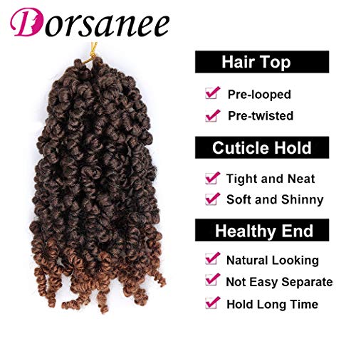 Dorsanee 10 Inch Pre-Twisted Spring Twist Crochet Hair, 4 Packs, T30#