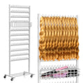 White 2-Sided Braiding Hair Rack with Wheels & Tray - Hair Extension Organizer