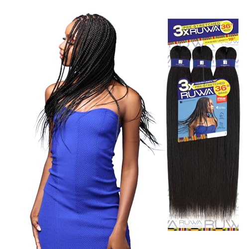 Sensationnel Ruwa Pre-Stretched Braiding Hair 36 Inch - 5 Pack Jet Black