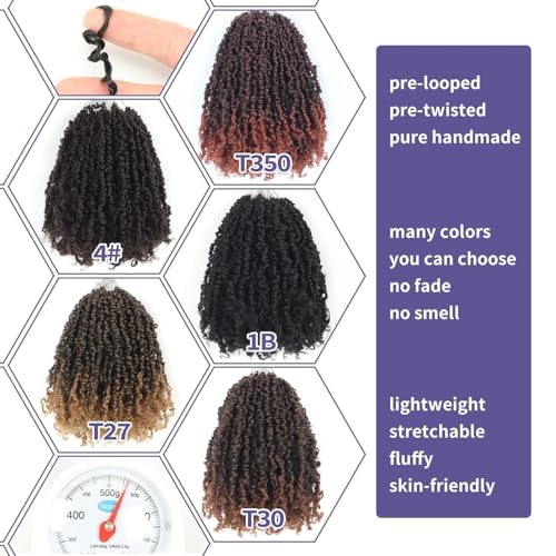 Datanala 14 Inch T27# Pre-Twisted Yanky Twists Crochet Hair 9 Packs Bohemian Passion Style