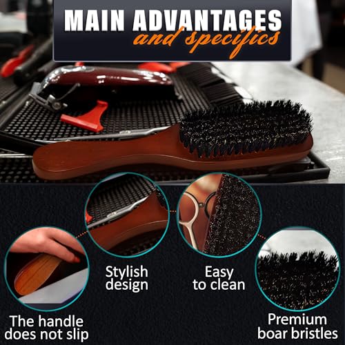 Mens Beard Brush with Handle ? Soft Boar Bristle Beard Brush for Men, 9" Wooden Design for Beards, Mustaches & Slick Back Hair ? Comfortable Grip, Styling Control, for Daily Grooming & Barbershop Use