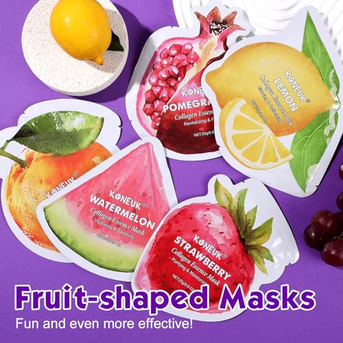 72 Pack Fruit-Shaped Sheet Face Masks - Collagen & Nourishing Skincare Set - Cute Fruit Design, Bulk Gifts