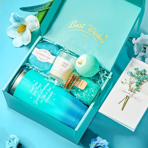 Large Blue Self Care Gift Basket for Women - Spa Set & Care Package