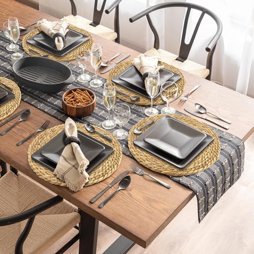 36 Pcs Round Woven Placemats 13.8 Inch Rattan Table Charger Plates - Natural Materials