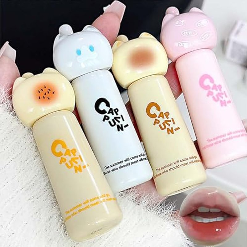 4 Colors Jelly Glossy Lip Gloss Set,Long Lasting Moisturizing Tinted Lip Balm,Plumping Water Lip Glaze, Mirror Hydrating Liquid Lipsticks Brighten Lipstick