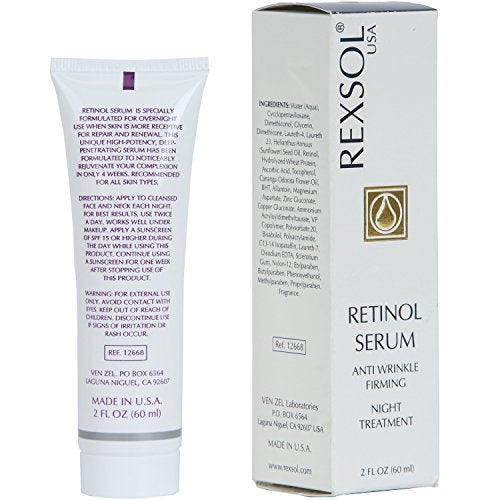REXSOL Retinol Serum Anti wrinkle Firming | Best antioxidant serum for face | Pure Vitamin C for face, Pure Retinol Vitamin Serum | Utmost Anti Wrinkle Serum for Deep Wrinkle Treatment (2 FL OZ)
