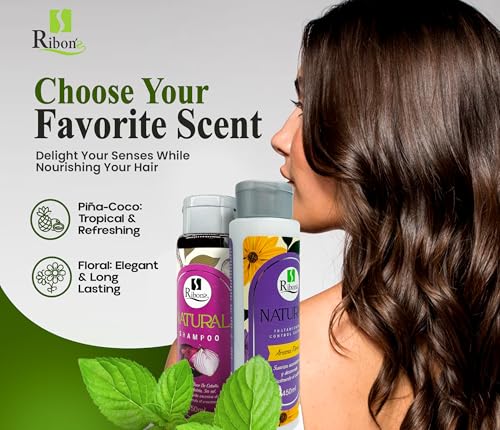 Natural Hair Growth Shampoo & Conditioner Set - Anti-Hair Loss Nourishing Formula with Onion Rosemary Aloe Vera 450ml Each