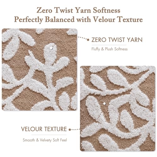Taupe Floral 6-Piece Bath Towel Set - Cotton Plush, Absorbent & Soft