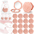 Wenqik 30 Sets Quinceanera Party Favors for Guests Rose Design Compact Pocket Mirrors Quinceanera Cards Thank You Gift and Organza Bags Birthday Party Favor (Champagne Pink)