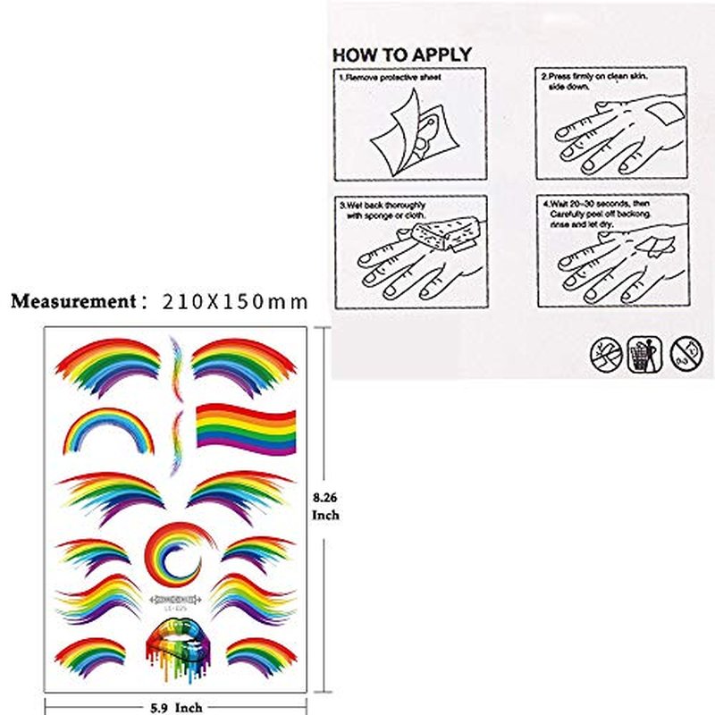 140PCS Colorful Temporary Tattoos - Rainbow Lips Butterfly Rose Heart Tattoo Body Stickers - Rainbow Pride Tattoos Pride Equality Parades Celebrations (9 Sheets)