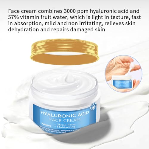 Hyaluronic Acid Moisturizer For Face, 3.52 oz / 100ML Hyaluronic Acid Cream For Dry & Sensitive Skin, Moisturizing Face Cream For Daily.