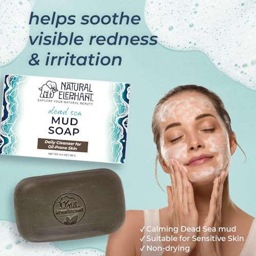 Natural Elephant Dead Sea Mud Soap Bar 13.2 oz - Mineral-Rich Facial & Body Cleanser, Pack of 1