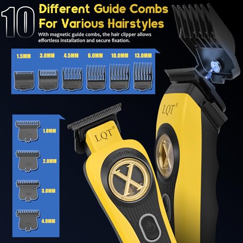 Yellow Cordless Hair Clippers Kit for Men with Precision Blades & Accessories