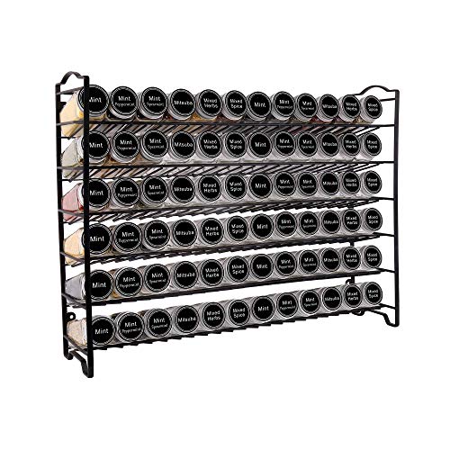 Spice Rack Organizer with 72 Glass Jars and 340 Labels – Kitchen Spice Storage