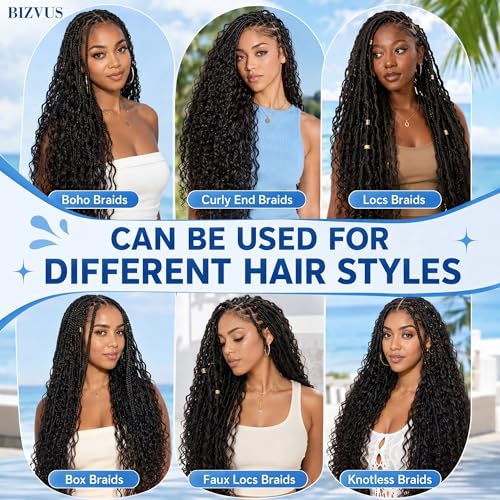 Human Braiding Hair - Deep Wave Bulk 18 Inch 110g Natural #1B - Boho Braid Extensions