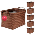 Brown 6-Piece Wicker Laundry Baskets Set - Durable Recycled Plastic Storage