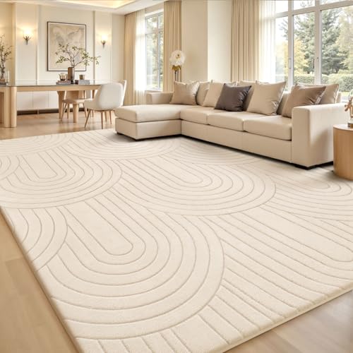 Milky White 6x9 Area Rug for Living Room & Bedroom - Soft Non-Slip Carpet