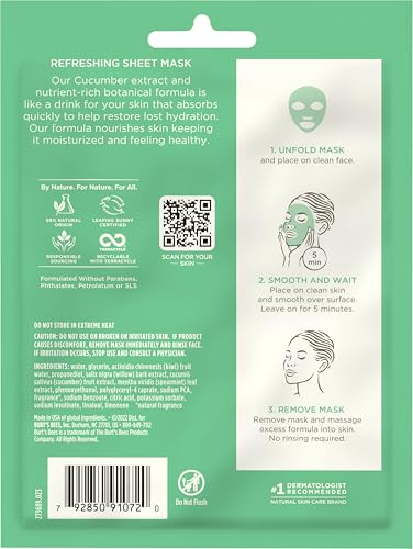 Burt's Bees Refreshing Cucumber Sheet Mask, 6 Pack