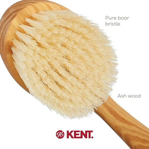 Kent FD10 Ashwood Back Scrubber for Shower & Bath Exfoliator - Boar Bristle Body Brush