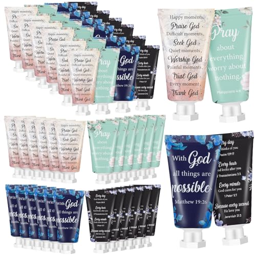 24 Pcs Christian Hand Cream Gift Set with Bible Verses - Travel Size Moisturizer