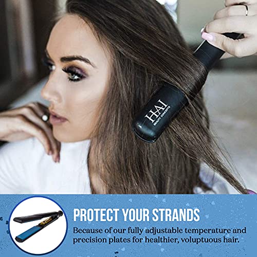 HAI Convertible Ceramic Hair Straightener - Professional Flat Iron for All Hair Types - Classic Blue