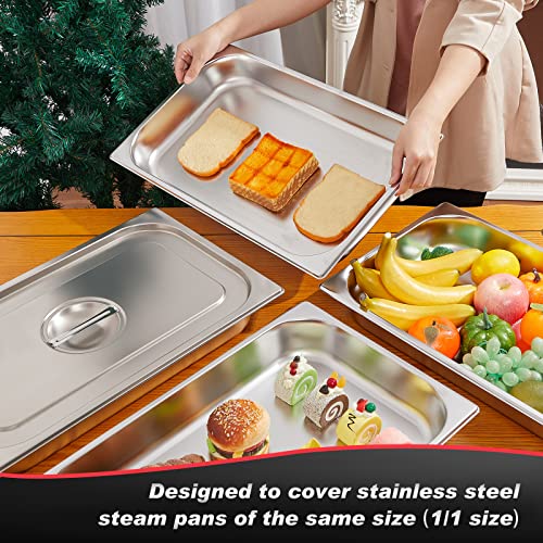 Full Size Stainless Steel Steam Table Pan Cover with Handle - 8 Pack