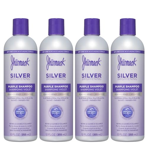 Jhirmack Silver Brightening Purple Shampoo Set of 4 for all types of silver, grey, and blonde hair