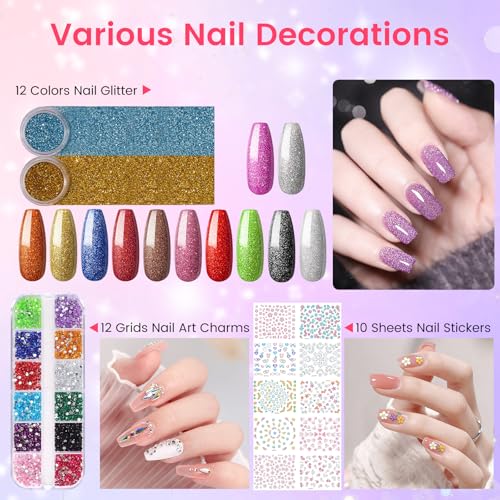 Bling Blue Acrylic Nail Kit for Beginners with Storage Bag - Complete Set