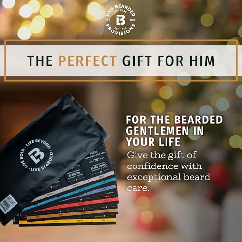 Men's Beard Grooming Kit with Beard Oil, Butter, Wash, Conditioner & Wooden Comb