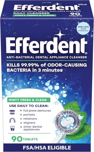 Efferdent Denture & Retainer Cleaner Tablets 90 Count Pack of 6 Minty Fresh