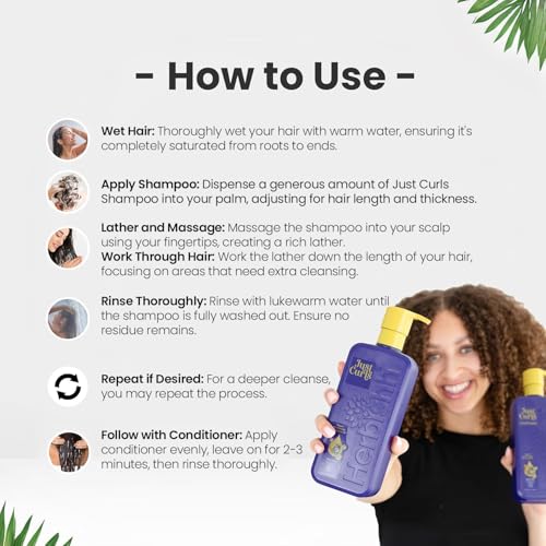 Curly Hair Shampoo & Conditioner Set - Vegan, Hydrating, 17.64 oz Pack of 2 - Herbishh