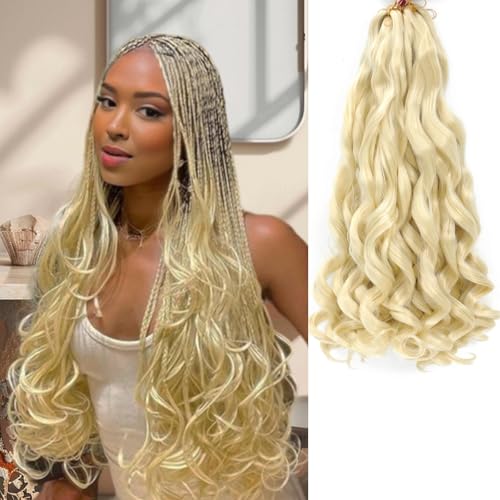 French Curly Braiding Hair Extensions 8 Packs - Blonde 613#, 18 Inch