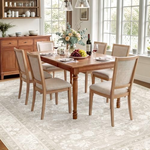 SameBed 8x10 Beige Vintage Area Rug Living Room, Washable, Non-Slip