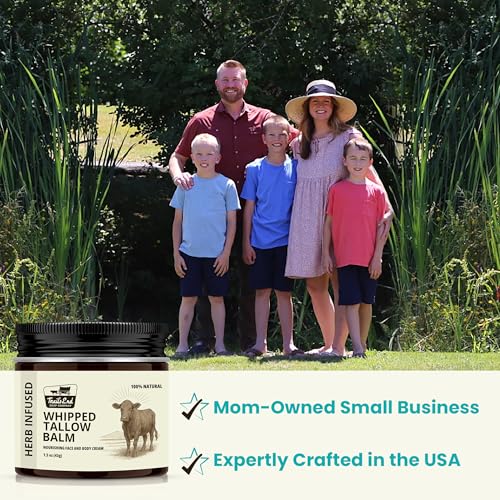 Handmade Whipped Tallow Balm - Orange & Vanilla Cream - Grass Fed & Finished - Infused Organic Jojoba oil - Natural Body Butter for Face, Body & Sensitive Skin (Eczema, Rosacea, Infant to Adult)