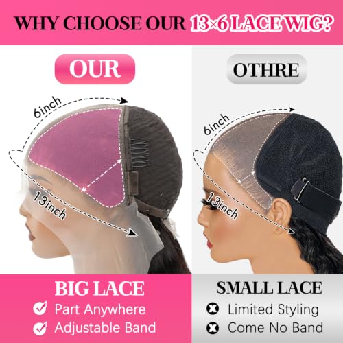 Natural Black 24 Inch 13x6 HD Lace Front Human Hair Wigs Body Wave 200 Density