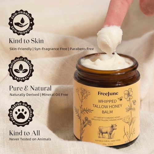 Beef Tallow for Skin Balm with Honey - 5.3 OZ Nourishing Moisturizer - Honey Variation