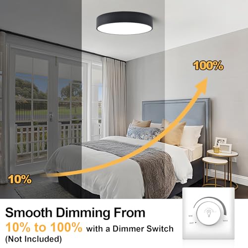 Black 18.1-Inch Dimmable 42W LED Ceiling Light Fixture Pendant Modern