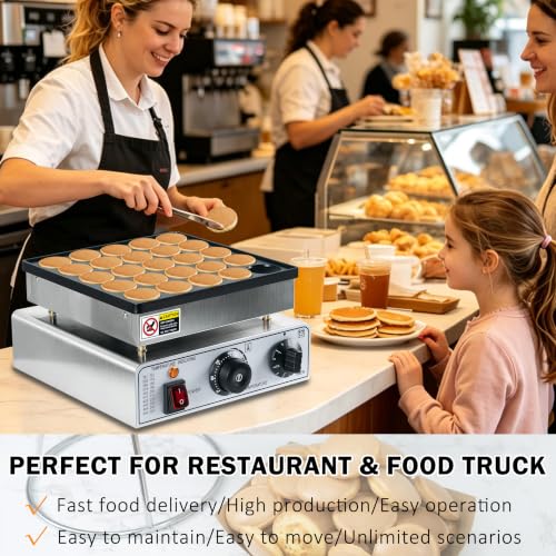 Commercial Mini Pancake Maker 25-Cup Food Truck & Cafe Appliance