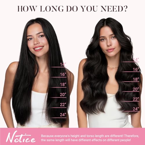 Clip-In Hair Extensions Human Hair 16 Inch Jet Black 120g 7pcs
