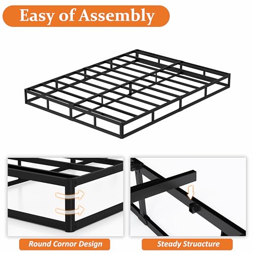 8 Inch Queen Bed Box Spring with Steel Support and Cover - Quiet, Easy Assembly
