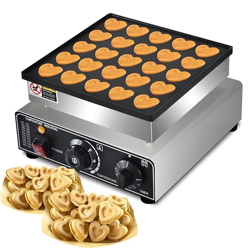 Mini Heart-Shaped Dutch Pancake Maker 25PCs 950W Non-Stick Kitchen Appliance