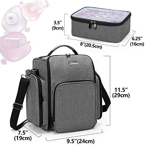 Gray Nail Polish Organizer Holds 72 Bottles Travel Case with Removable Compartments